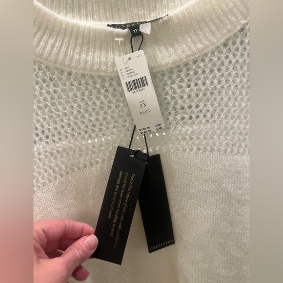 NWT new Anthropologie 3X plus caballero sheer pullover sweater white ivory - Picture 5 of 15